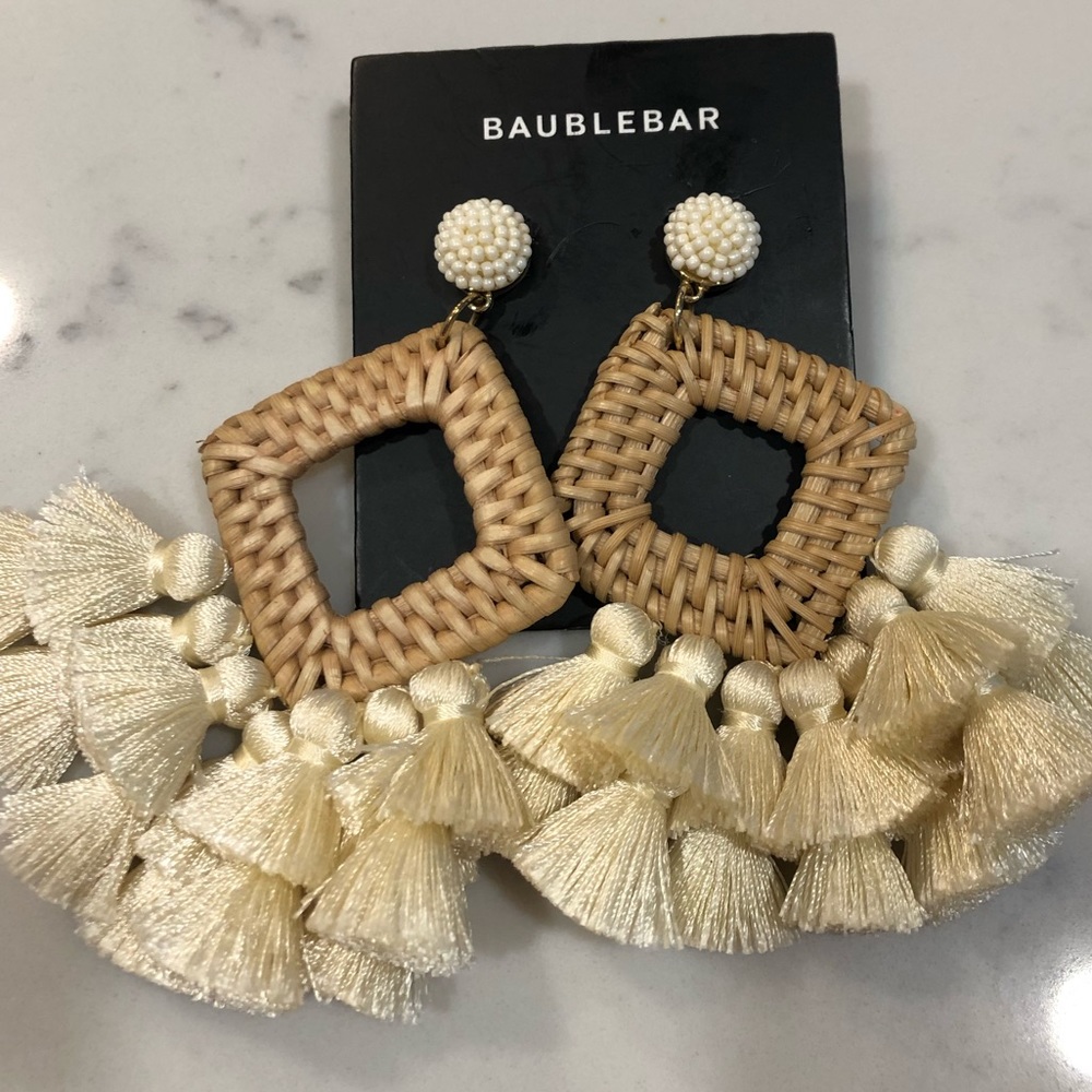 BaubleBar Chandelier Earrings Tan/Cream